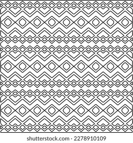 
 Monochrome ornamental texture with smooth linear shapes, zigzag lines, lace pattern.Abstract geometric black and white pattern for web page, textures, card, poster, fabric, textile.