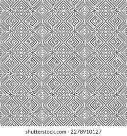 Textura ornamental monocroma con formas lineales lisas, líneas de zigzag, patrón de encaje.Resumen de patrón geométrico en blanco y negro para página web, texturas, tarjeta, afiche, tela, textil.
