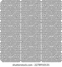 Monochrome ornamental texture with smooth linear shapes, zigzag lines, lace pattern.Abstract geometric black and white pattern for web page, textures, card, poster, fabric, textile.