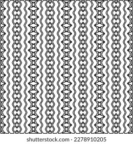  Textura ornamental monocroma con formas lineales lisas, líneas de zigzag, patrón de encaje.Resumen de patrón geométrico en blanco y negro para página web, texturas, tarjeta, afiche, tela, textil.
