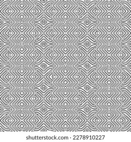Textura ornamental monocroma con formas lineales lisas, líneas de zigzag, patrón de encaje.Resumen de patrón geométrico en blanco y negro para página web, texturas, tarjeta, afiche, tela, textil.