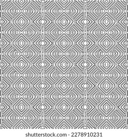 Monochrome ornamental texture with smooth linear shapes, zigzag lines, lace pattern.Abstract geometric black and white pattern for web page, textures, card, poster, fabric, textile.