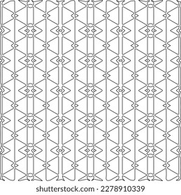 Monochrome ornamental texture with smooth linear shapes, zigzag lines, lace pattern.Abstract geometric black and white pattern for web page, textures, card, poster, fabric, textile.
