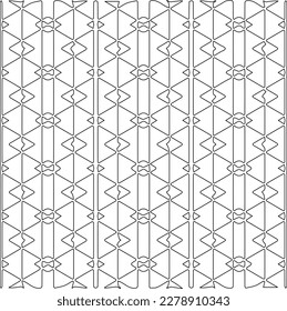 Monochrome ornamental texture with smooth linear shapes, zigzag lines, lace pattern.Abstract geometric black and white pattern for web page, textures, card, poster, fabric, textile.