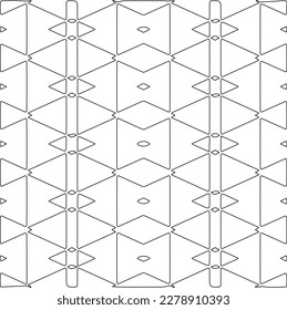 Monochrome ornamental texture with smooth linear shapes, zigzag lines, lace pattern.Abstract geometric black and white pattern for web page, textures, card, poster, fabric, textile.