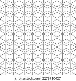 Monochrome ornamental texture with smooth linear shapes, zigzag lines, lace pattern.Abstract geometric black and white pattern for web page, textures, card, poster, fabric, textile.
