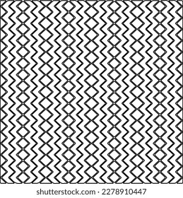  Monochrome ornamental texture with smooth linear shapes, zigzag lines, lace pattern.Abstract geometric black and white pattern for web page, textures, card, poster, fabric, textile.