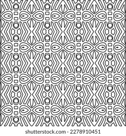
 Monochrome ornamental texture with smooth linear shapes, zigzag lines, lace pattern.Abstract geometric black and white pattern for web page, textures, card, poster, fabric, textile.