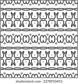 
 Monochrome ornamental texture with smooth linear shapes, zigzag lines, lace pattern.Abstract geometric black and white pattern for web page, textures, card, poster, fabric, textile.