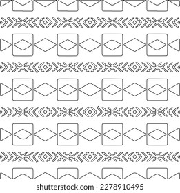 Textura ornamental monocroma con formas lineales lisas, líneas de zigzag, patrón de encaje.Resumen de patrón geométrico en blanco y negro para página web, texturas, tarjeta, afiche, tela, textil.