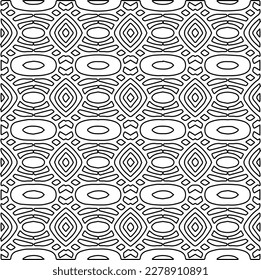  Monochrome ornamental texture with smooth linear shapes, zigzag lines, lace pattern.Abstract geometric black and white pattern for web page, textures, card, poster, fabric, textile.