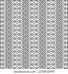  Monochrome ornamental texture with smooth linear shapes, zigzag lines, lace pattern.Abstract geometric black and white pattern for web page, textures, card, poster, fabric, textile.
