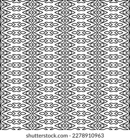  Monochrome ornamental texture with smooth linear shapes, zigzag lines, lace pattern.Abstract geometric black and white pattern for web page, textures, card, poster, fabric, textile.