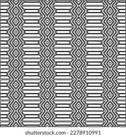 
 Monochrome ornamental texture with smooth linear shapes, zigzag lines, lace pattern.Abstract geometric black and white pattern for web page, textures, card, poster, fabric, textile.