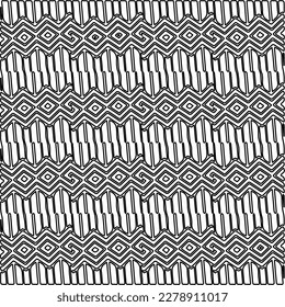 
 Monochrome ornamental texture with smooth linear shapes, zigzag lines, lace pattern.Abstract geometric black and white pattern for web page, textures, card, poster, fabric, textile.