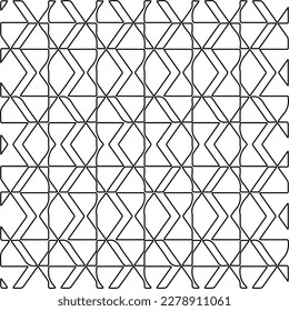  Monochrome ornamental texture with smooth linear shapes, zigzag lines, lace pattern.Abstract geometric black and white pattern for web page, textures, card, poster, fabric, textile.