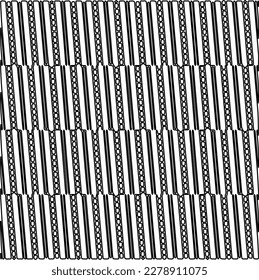 
 Monochrome Ziertextur mit glatten linearen Formen, Zickzacklinien, Spitzen-Muster.Abstraktes geometrisches Schwarz-Weiß Muster für Webseiten, Texturen, Karten, Poster, Gewebe, Textilien.