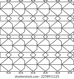  Monochrome ornamental texture with smooth linear shapes, zigzag lines, lace pattern.Abstract geometric black and white pattern for web page, textures, card, poster, fabric, textile.