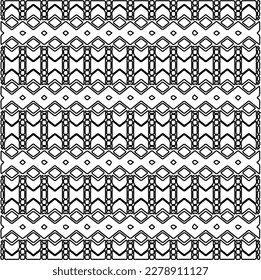 
 Textura ornamental monocroma con formas lineales lisas, líneas de zigzag, patrón de encaje.Resumen de patrón geométrico en blanco y negro para página web, texturas, tarjeta, afiche, tela, textil.