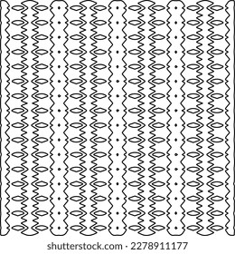  Monochrome ornamental texture with smooth linear shapes, zigzag lines, lace pattern.Abstract geometric black and white pattern for web page, textures, card, poster, fabric, textile.