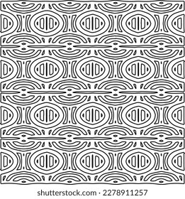 
 Monochrome ornamental texture with smooth linear shapes, zigzag lines, lace pattern.Abstract geometric black and white pattern for web page, textures, card, poster, fabric, textile.
