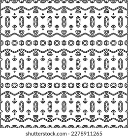 
 Monochrome ornamental texture with smooth linear shapes, zigzag lines, lace pattern.Abstract geometric black and white pattern for web page, textures, card, poster, fabric, textile.
