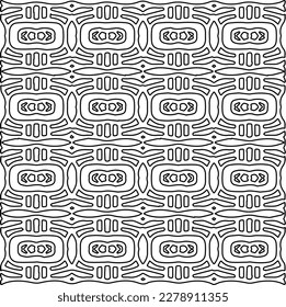  Monochrome ornamental texture with smooth linear shapes, zigzag lines, lace pattern.Abstract geometric black and white pattern for web page, textures, card, poster, fabric, textile.