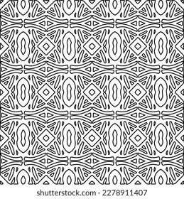  Textura ornamental monocroma con formas lineales lisas, líneas de zigzag, patrón de encaje.Resumen de patrón geométrico en blanco y negro para página web, texturas, tarjeta, afiche, tela, textil.