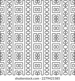  Monochrome ornamental texture with smooth linear shapes, zigzag lines, lace pattern.Abstract geometric black and white pattern for web page, textures, card, poster, fabric, textile.