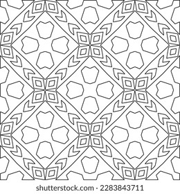 
 Monochrome ornamental texture with smooth linear shapes, zigzag lines, lace pattern.Abstract geometric black and white pattern for web page, textures, card, poster, fabric, textile.