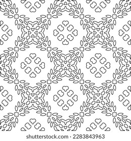 Monochrome ornamental texture with smooth linear shapes, zigzag lines, lace pattern.Abstract geometric black and white pattern for web page, textures, card, poster, fabric, textile.