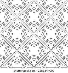 
 Monochrome ornamental texture with smooth linear shapes, zigzag lines, lace pattern.Abstract geometric black and white pattern for web page, textures, card, poster, fabric, textile.