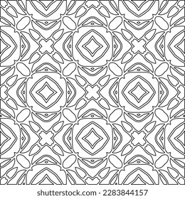 
 Monochrome ornamental texture with smooth linear shapes, zigzag lines, lace pattern.Abstract geometric black and white pattern for web page, textures, card, poster, fabric, textile.