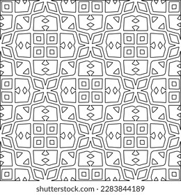 
 Monochrome ornamental texture with smooth linear shapes, zigzag lines, lace pattern.Abstract geometric black and white pattern for web page, textures, card, poster, fabric, textile.