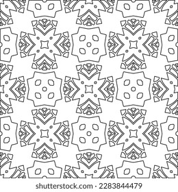 
 Monochrome ornamental texture with smooth linear shapes, zigzag lines, lace pattern.Abstract geometric black and white pattern for web page, textures, card, poster, fabric, textile.