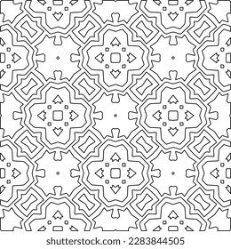 Textura ornamental monocroma con formas lineales lisas, líneas de zigzag, patrón de encaje.Resumen de patrón geométrico en blanco y negro para página web, texturas, tarjeta, afiche, tela, textil.