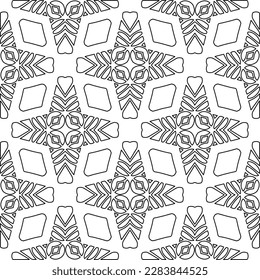 
 Monochrome ornamental texture with smooth linear shapes, zigzag lines, lace pattern.Abstract geometric black and white pattern for web page, textures, card, poster, fabric, textile.