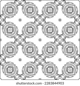
 Monochrome ornamental texture with smooth linear shapes, zigzag lines, lace pattern.Abstract geometric black and white pattern for web page, textures, card, poster, fabric, textile.