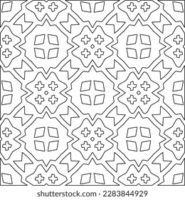 
 Textura ornamental monocroma con formas lineales lisas, líneas de zigzag, patrón de encaje.Resumen de patrón geométrico en blanco y negro para página web, texturas, tarjeta, afiche, tela, textil.
