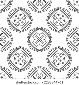 Monochrome ornamental texture with smooth linear shapes, zigzag lines, lace pattern.Abstract geometric black and white pattern for web page, textures, card, poster, fabric, textile.