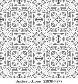 Monochrome ornamental texture with smooth linear shapes, zigzag lines, lace pattern.Abstract geometric black and white pattern for web page, textures, card, poster, fabric, textile.