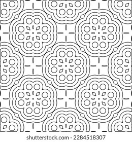 
 Monochrome ornamental texture with smooth linear shapes, zigzag lines, lace pattern.Abstract geometric black and white pattern for web page, textures, card, poster, fabric, textile.