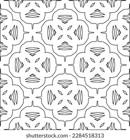 
 Monochrome ornamental texture with smooth linear shapes, zigzag lines, lace pattern.Abstract geometric black and white pattern for web page, textures, card, poster, fabric, textile.