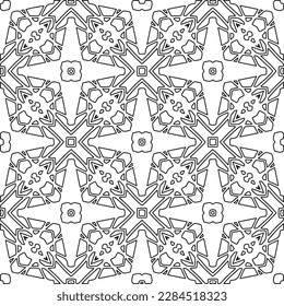 
 Textura ornamental monocroma con formas lineales lisas, líneas de zigzag, patrón de encaje.Resumen de patrón geométrico en blanco y negro para página web, texturas, tarjeta, afiche, tela, textil.