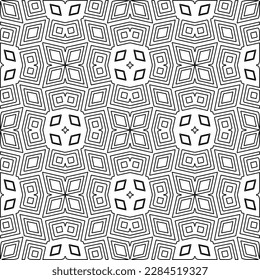 
 Monochrome ornamental texture with smooth linear shapes, zigzag lines, lace pattern.Abstract geometric black and white pattern for web page, textures, card, poster, fabric, textile.