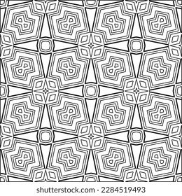 
 Monochrome ornamental texture with smooth linear shapes, zigzag lines, lace pattern.Abstract geometric black and white pattern for web page, textures, card, poster, fabric, textile.
