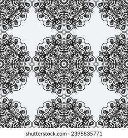 Textura ornamental monocroma con formas lineales lisas, líneas, patrón de encaje. Resumen de patrones geométricos en blanco y negro para páginas web, texturas, tarjetas, afiches, tejidos, textiles