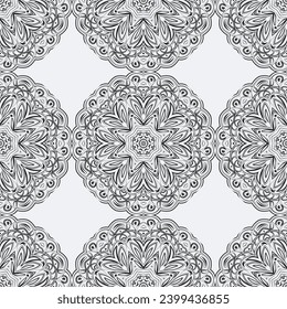 Monochrome ornamental texture with smooth linear shapes, lines, lace pattern. Abstract geometric black and white pattern for web page, textures, card, poster, fabric, textile