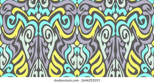 Monochrome Ornamental Winged Abstract Pattern