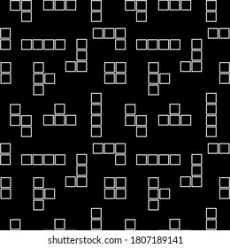 Monochrome  Outline Rectangle Shape Vector Illustration. Seamless Pattern Design Template. Black and White Color Theme.